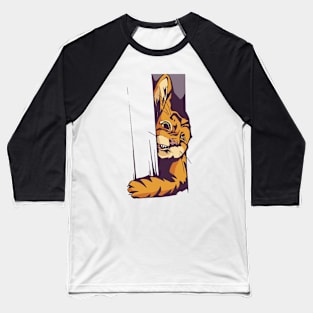 Cute Funny Cat Stuck in Door Opening - Animal Lover Baseball T-Shirt